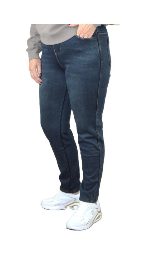 Kõrgema pihaga naiste soojad teksariidest püksid 2XL-5XL