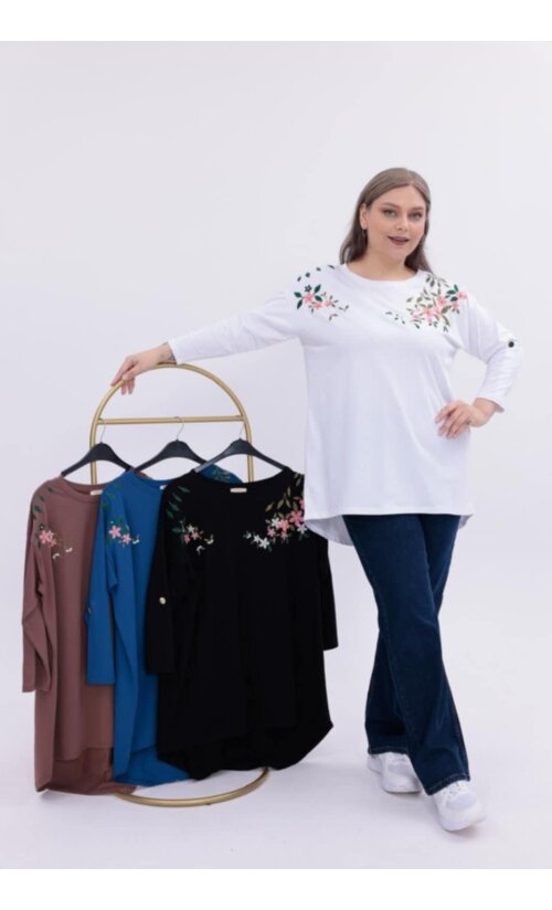 Naiste pluus-tuunika valge, must, pruun