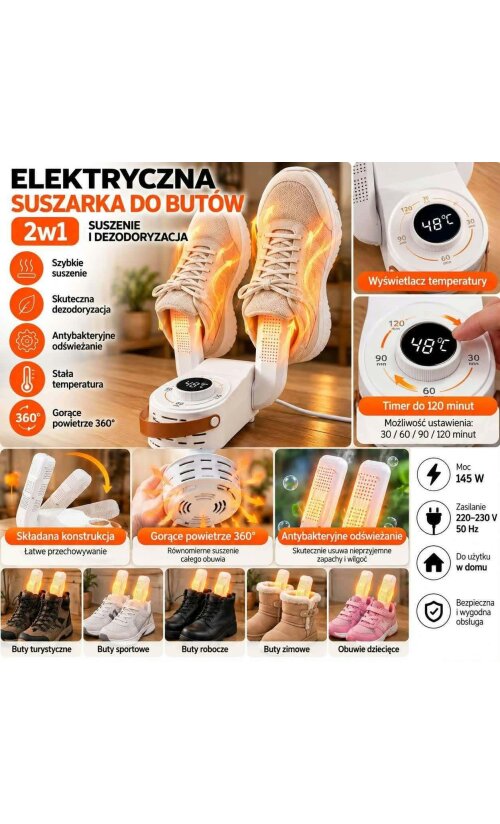 2-ühes elektriline jalatsikuivati